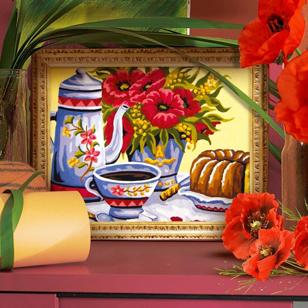 Påtegnet Broderi "Kaffe med Kake"