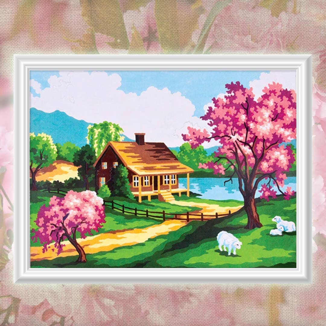 Påtegnet Broderi "Vårlandsby"