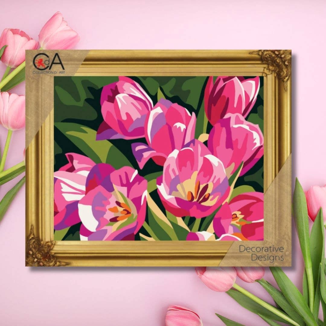 Påtegnet Broderi "Tulipanhage"