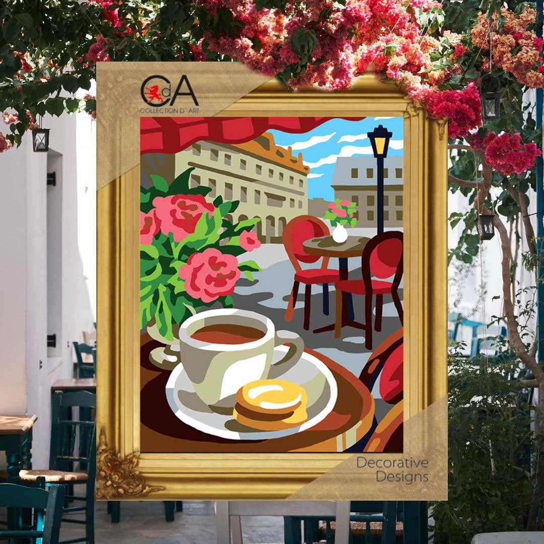 Påtegnet Broderi "Kafeterrasse""