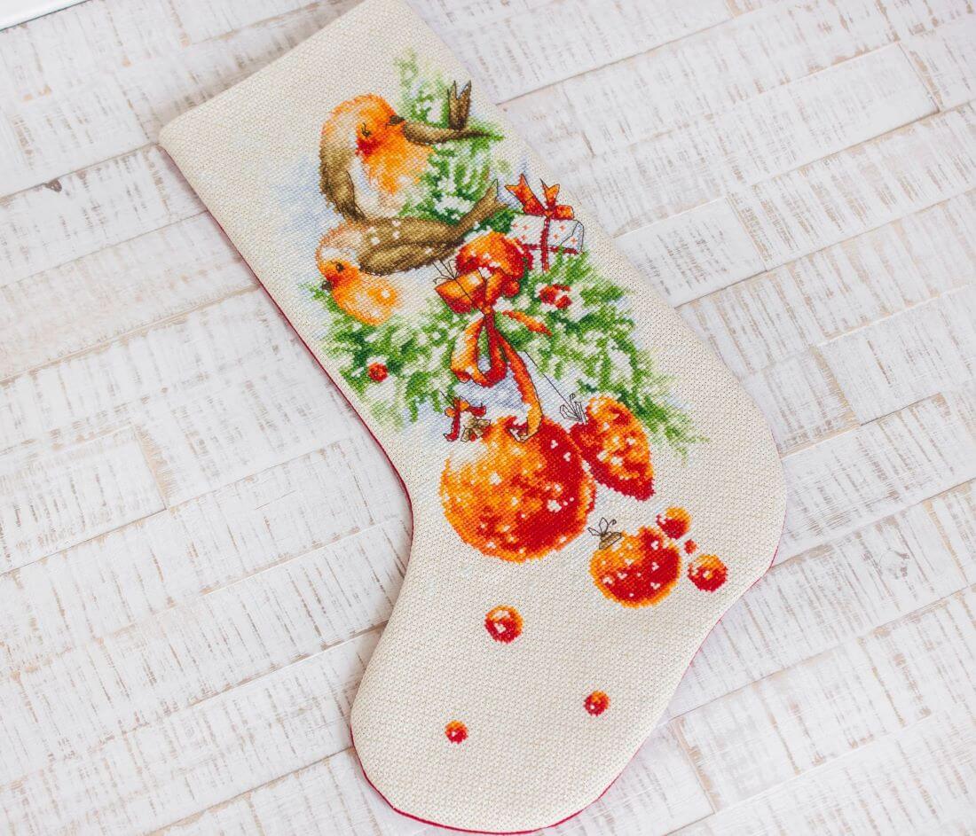 Broderipakke Julestrømpe "Vinterfugler"