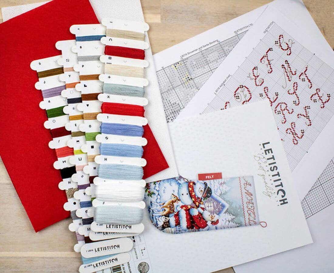 Broderipakke Julestrømpe "Snowman and Santa"