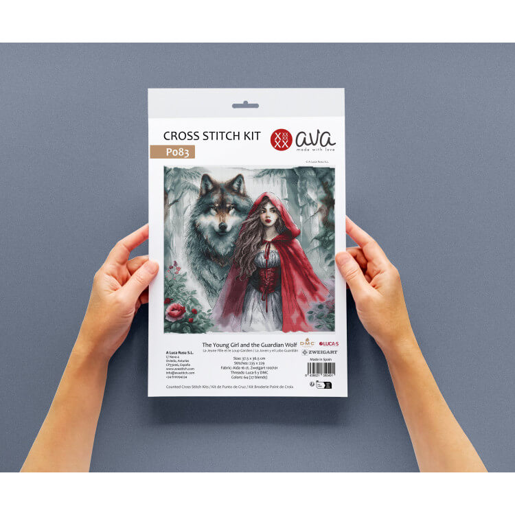 Broderipakke "The Young Girl and the Guardian Wolf"