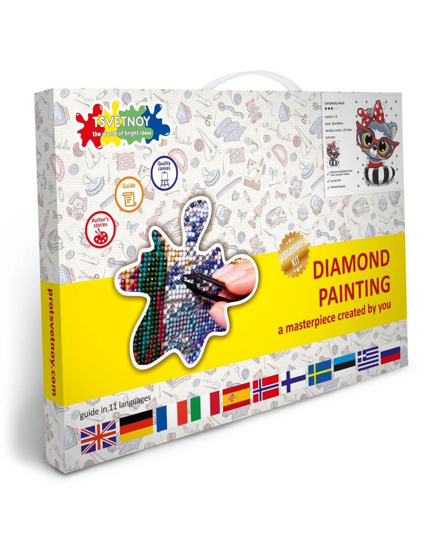 Diamond Painting på ramme "Snømann og Hjort", 30 x 20 cm