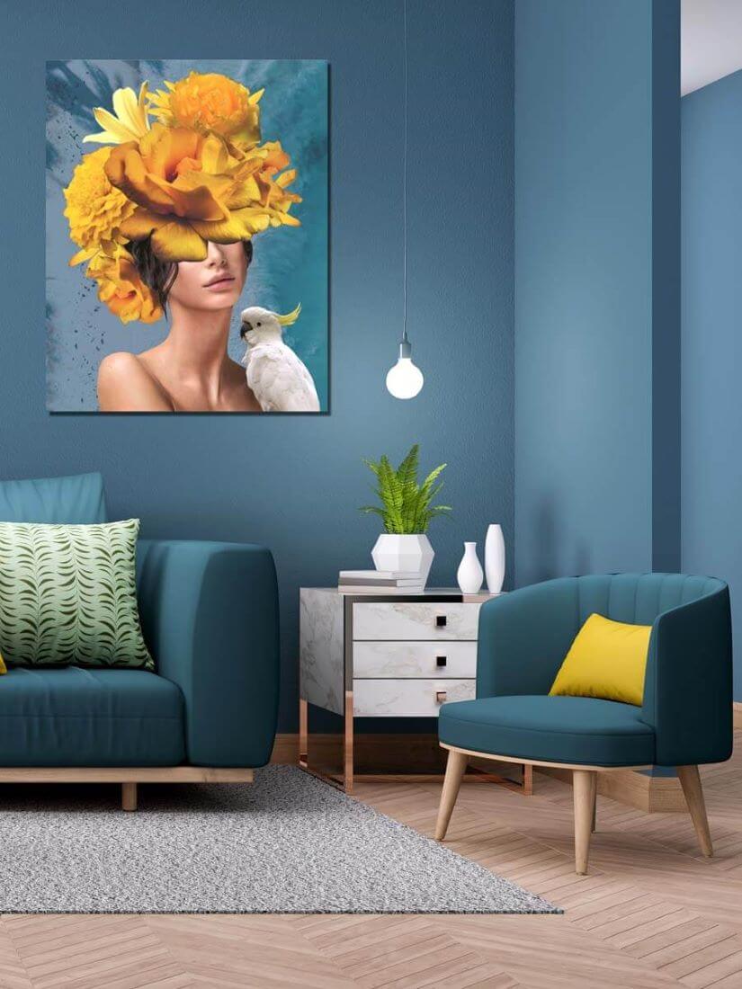 Diamond Painting på ramme "Flower Dream in Orange", 65 x 50 cm