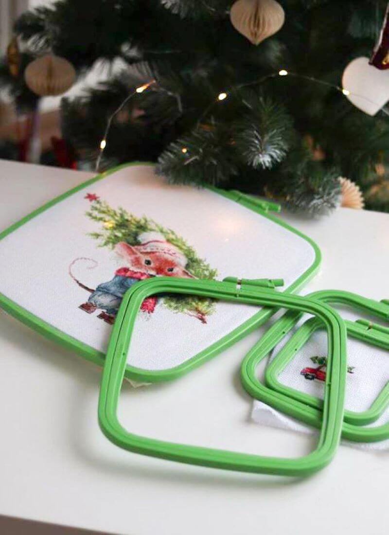 Broderiring Nurge 16 cm, Grønn