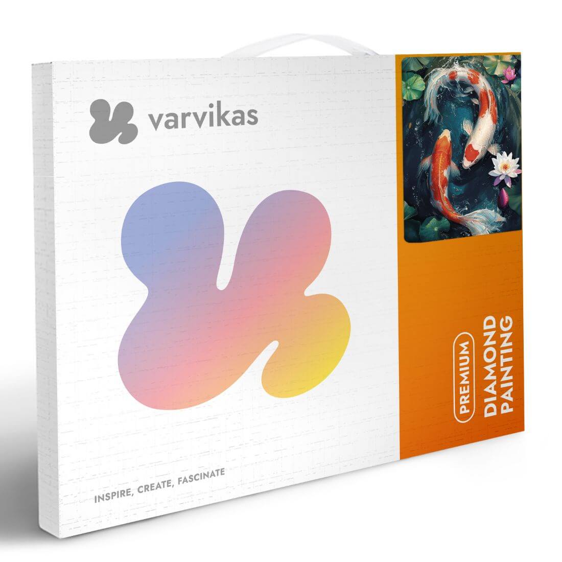 Diamond Painting på ramme "Koi Carp Among Lotuses", 50 x 40 cm