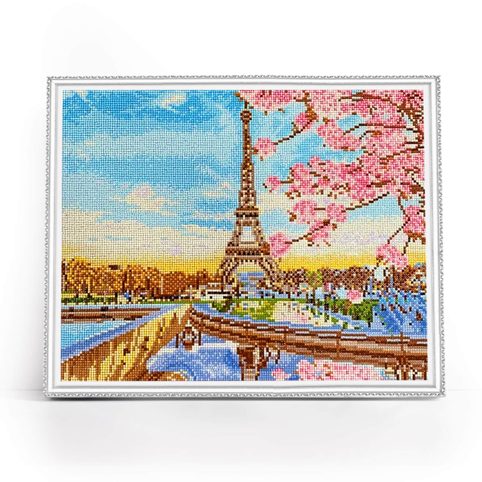 Diamond Painting på ramme "Paris i Blomster", 50 x 40 cm