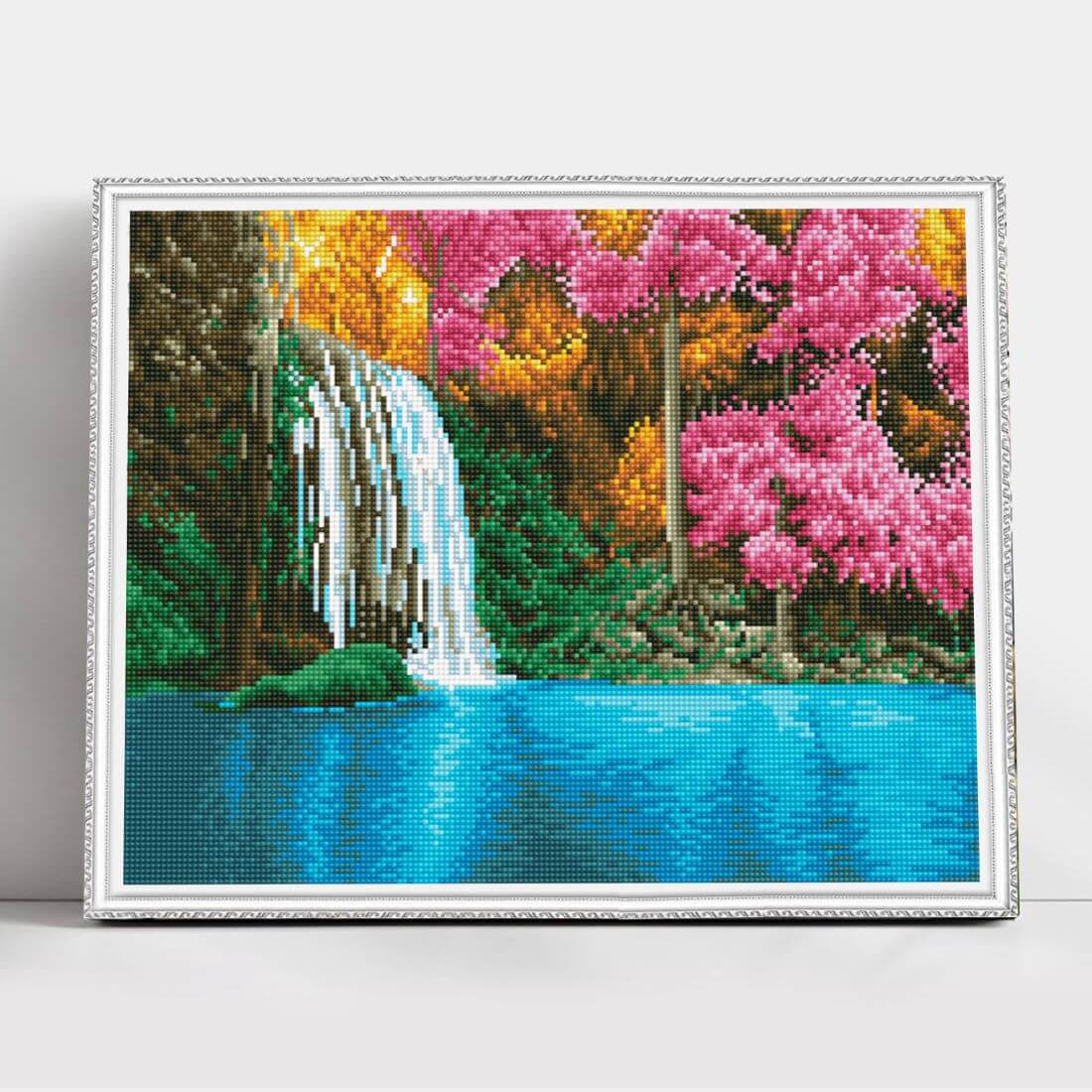 Diamond Painting på ramme "Waterfall Landscape", 50 x 40 cm