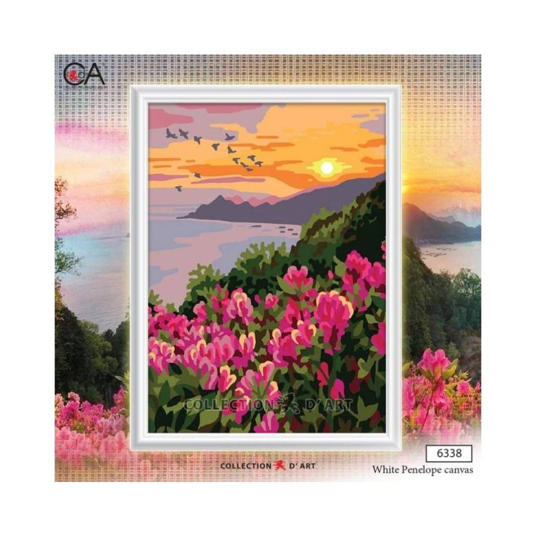 Påtegnet Broderi "Solnedgang ved Havet"