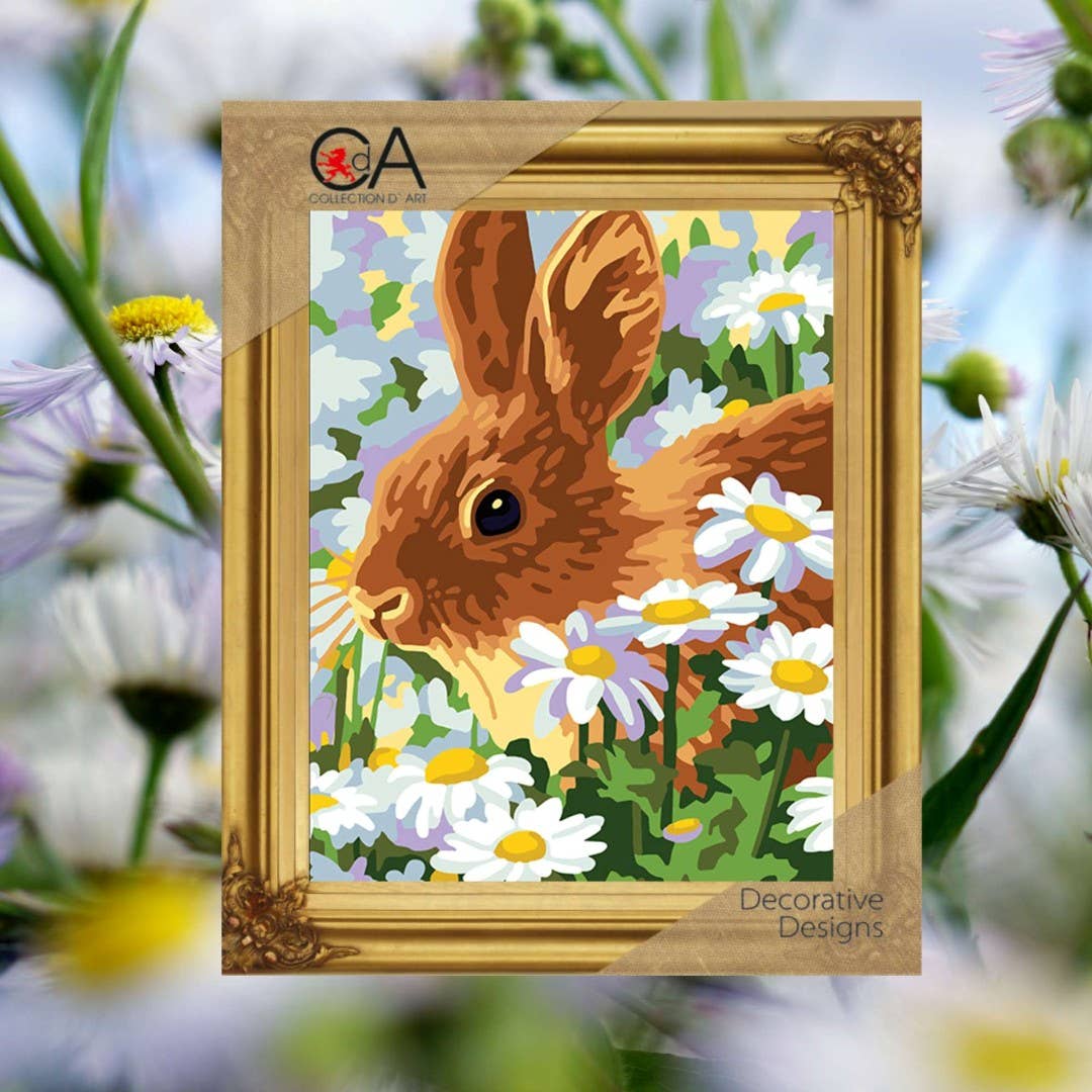 Påtegnet Broderi "Kanin i Blomster"