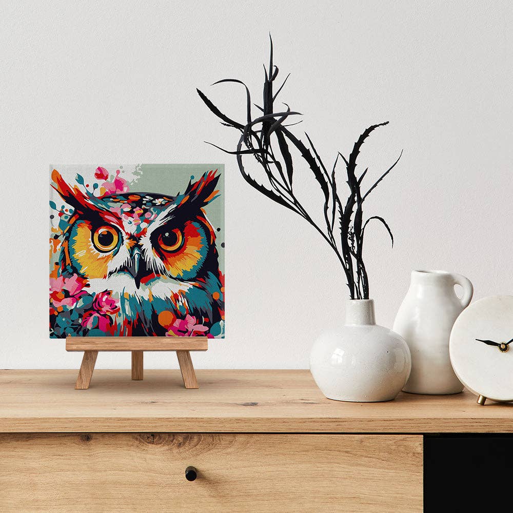 Paint by Numbers MINI "Fantasy Owl with Flowers"